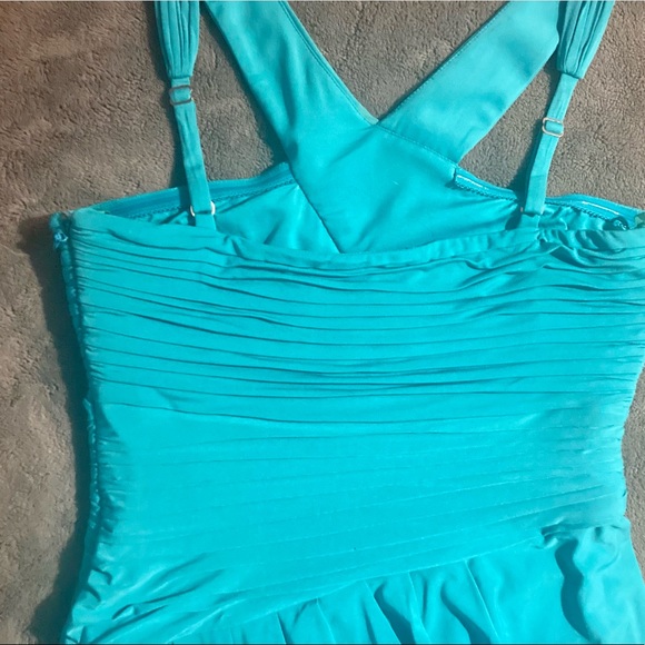 BCBGMaxAzria 💎 Blue Jade Helyn Cross Over Wrap Cocktail Dress - Picture 6 of 10